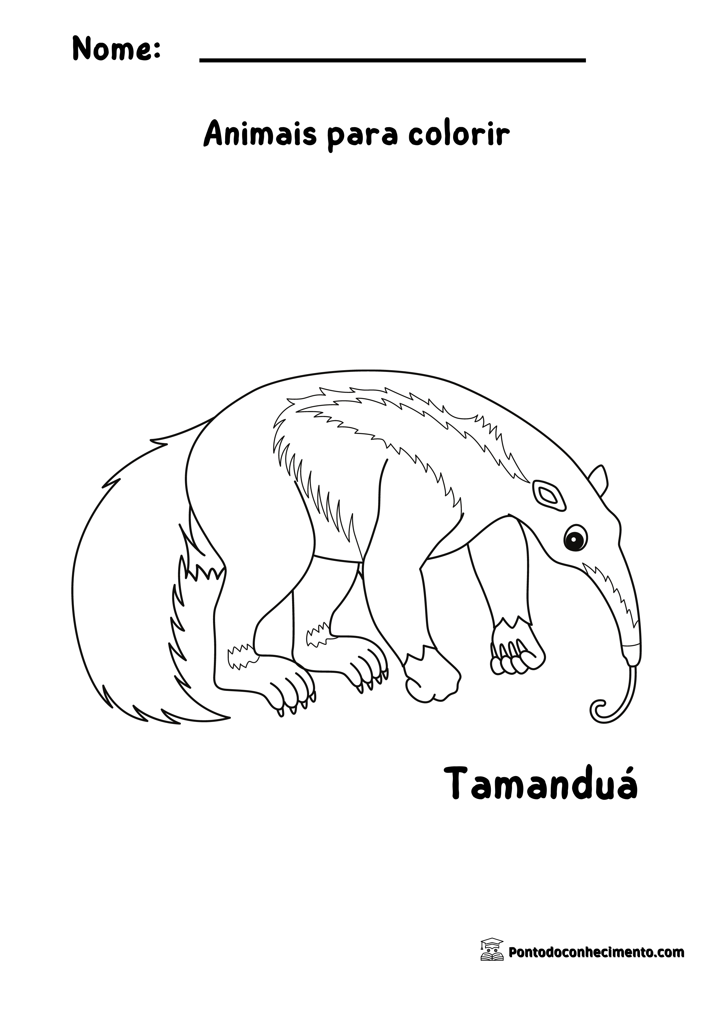 Animais para colorir Tamanduá