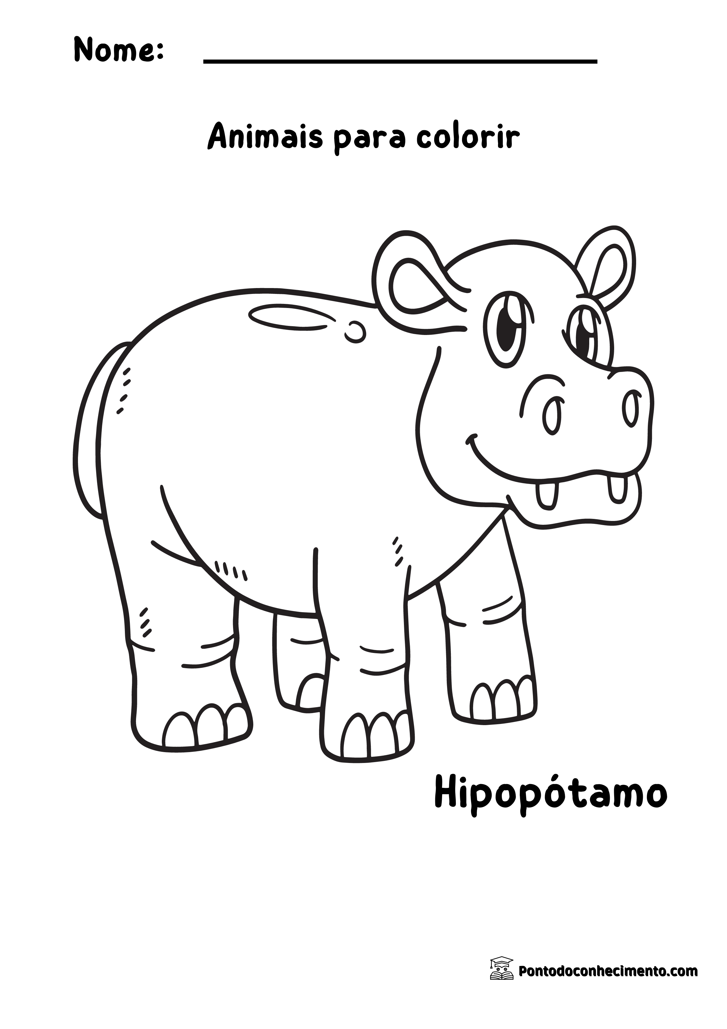 Animais para colorir hipopótamo