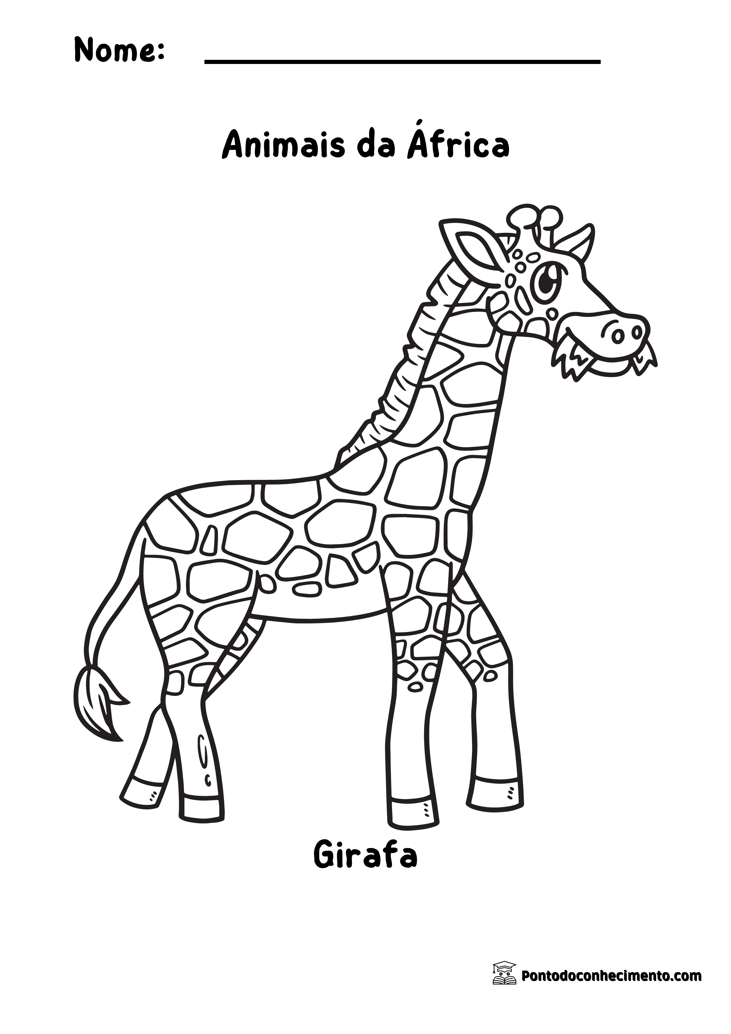 Atividade animais para colorir Animais da África Girafa