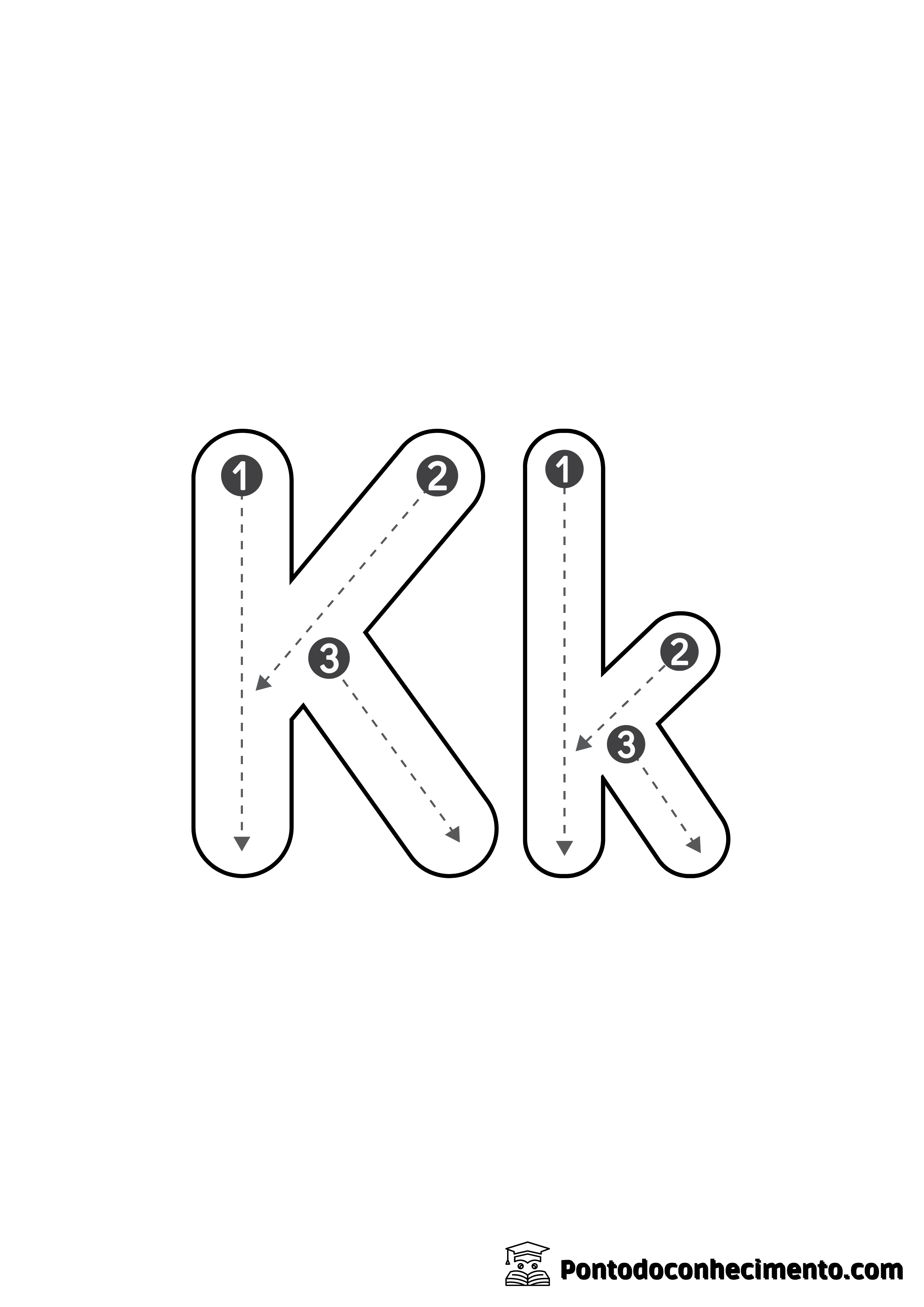 Letras do alfabeto para treinar escrita K