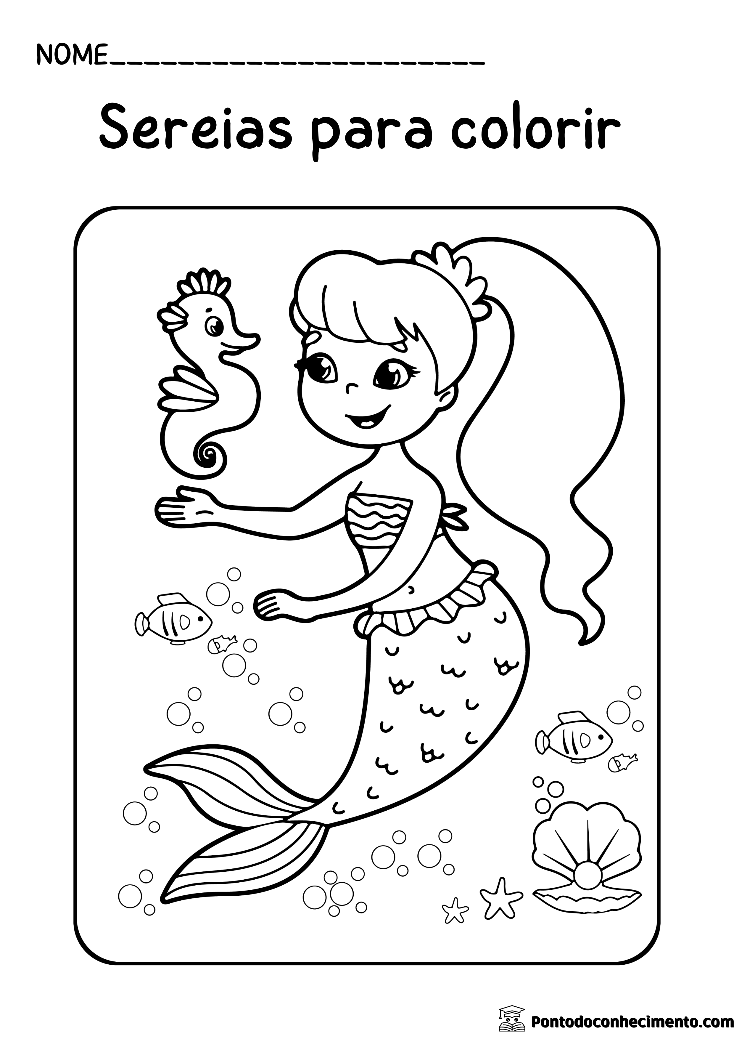 Desenho de Sereia Para Colorir Para Colorir