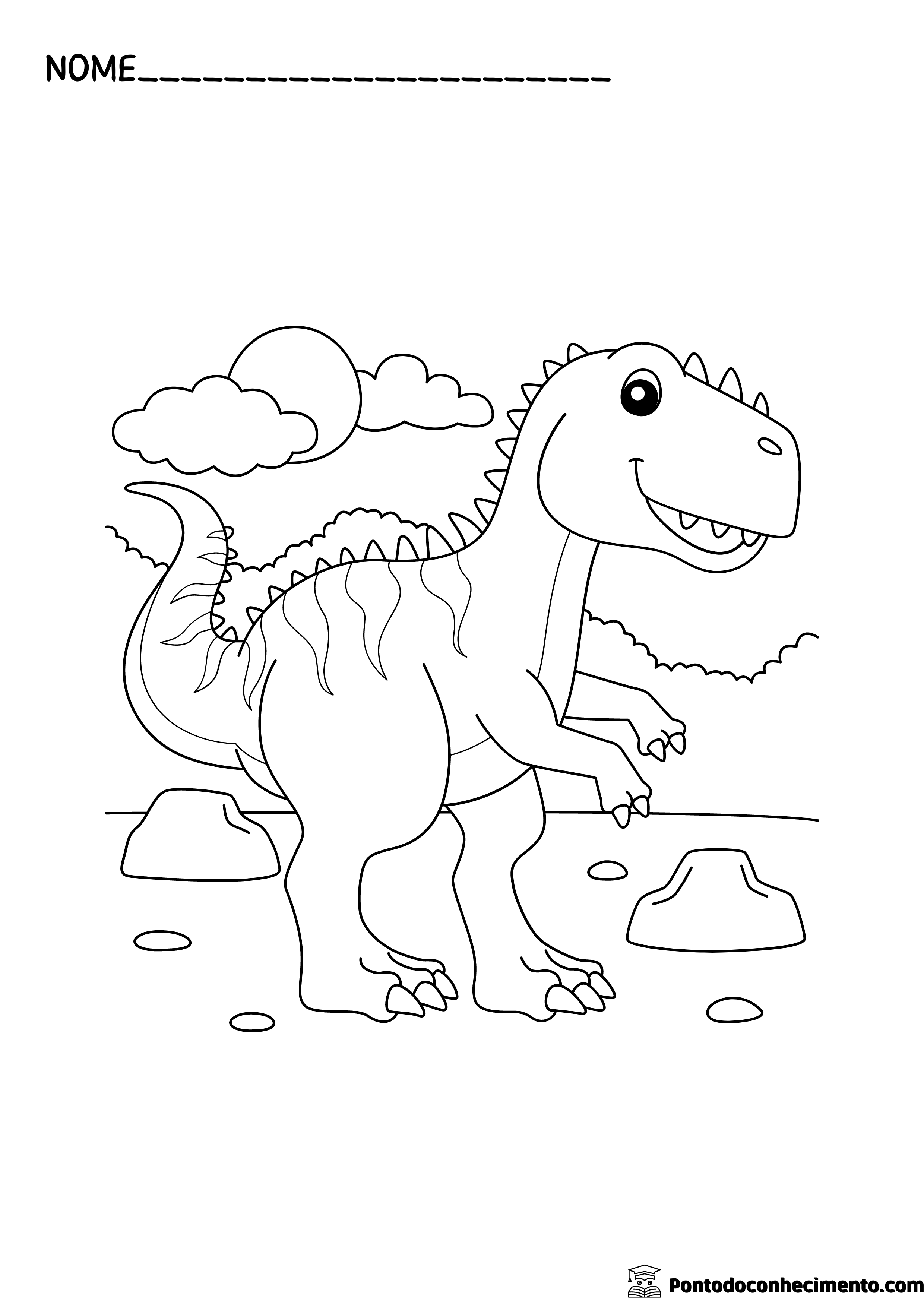 Desenhos infantis para colorir: dinossauro feroz