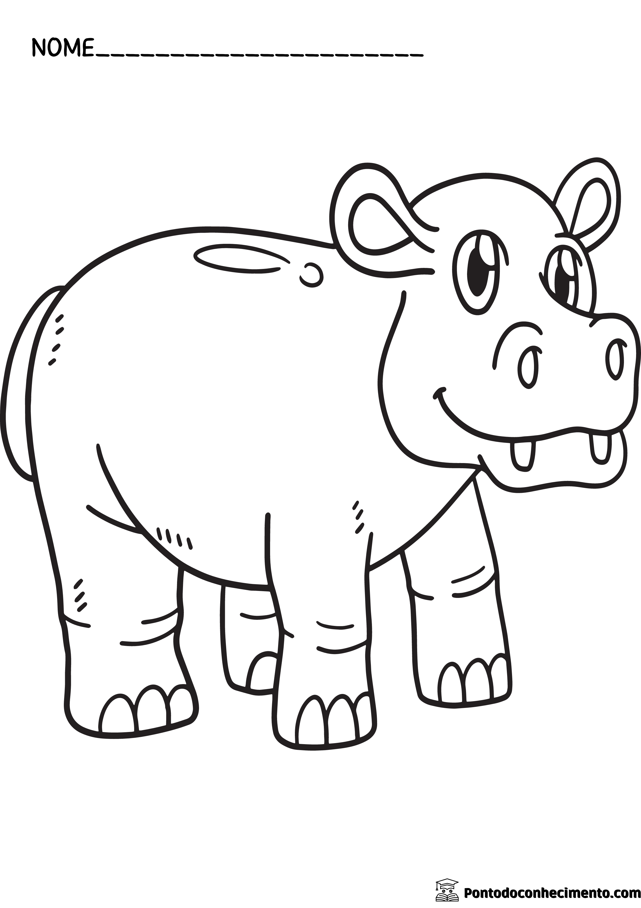 Desenhos infantis para colorir: hipopótamo