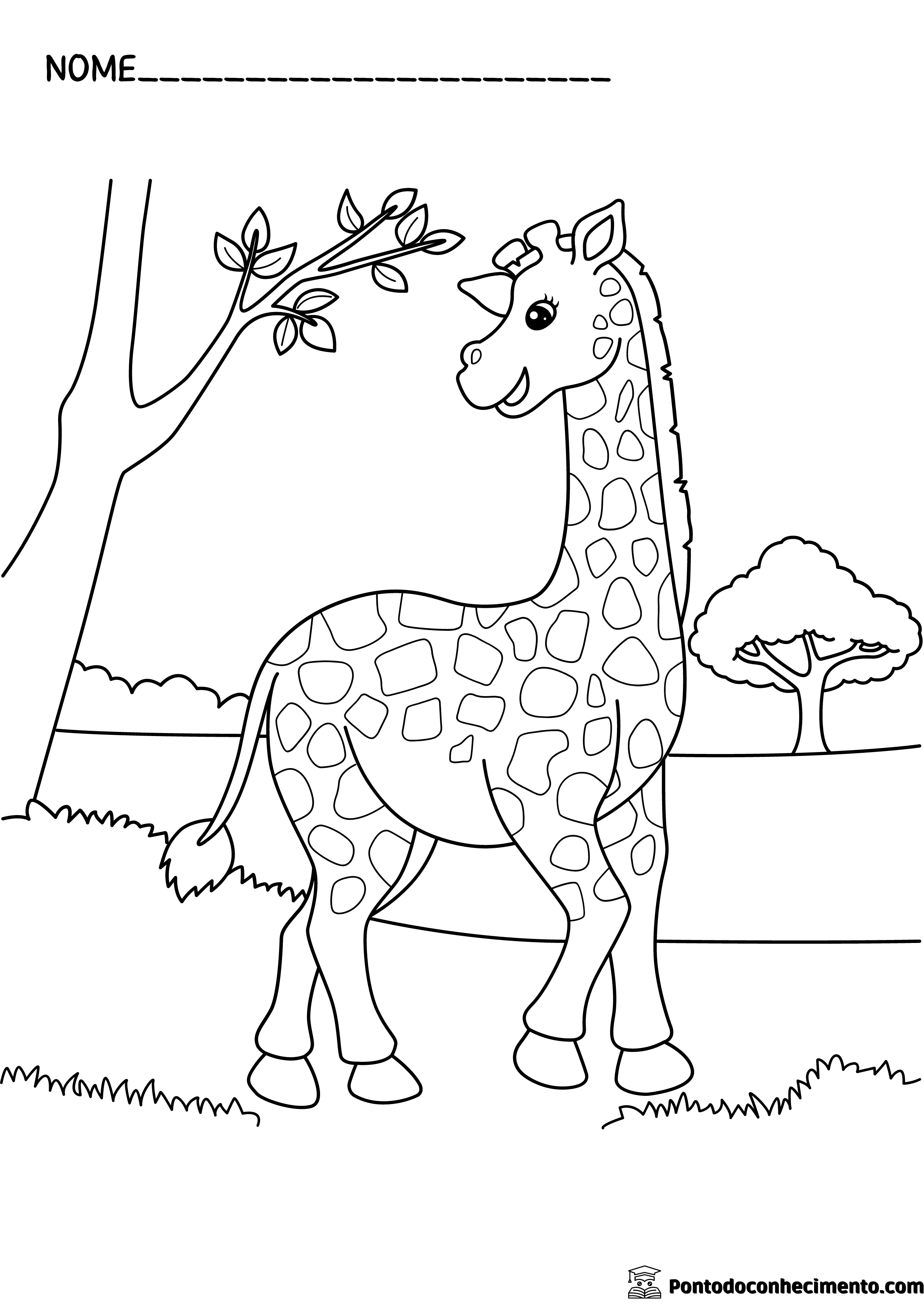Desenhos infantis para colorir: girafa