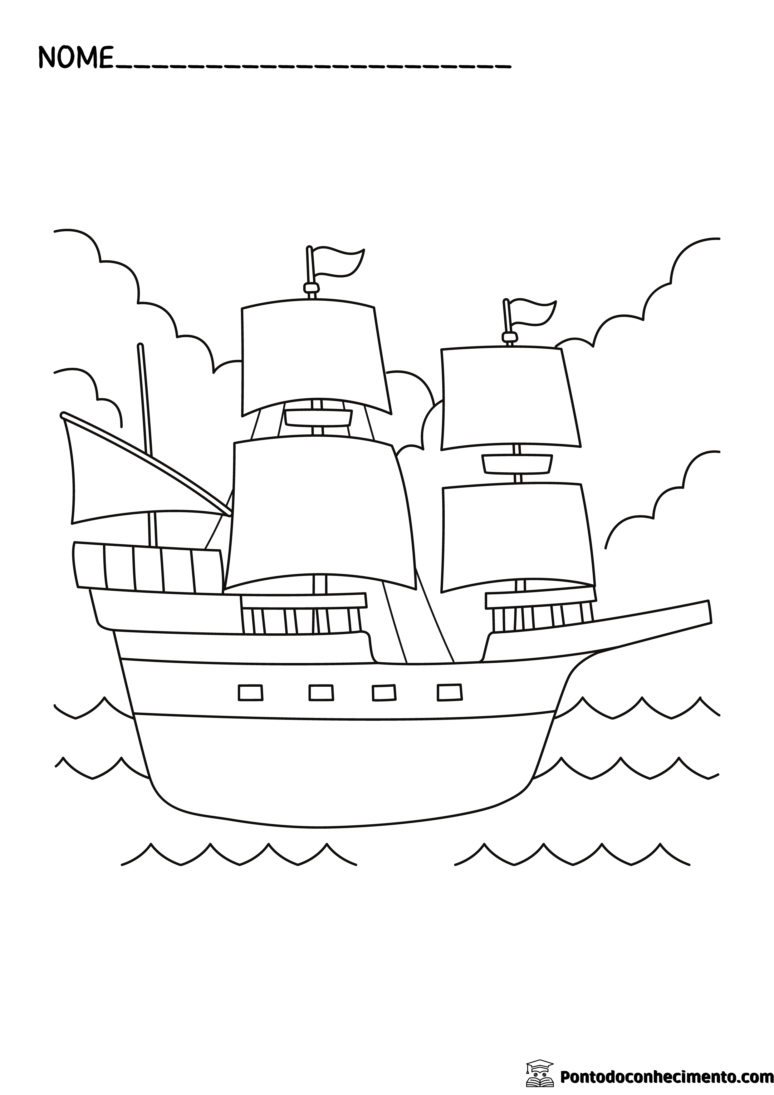 Desenhos infantis para colorir: navio