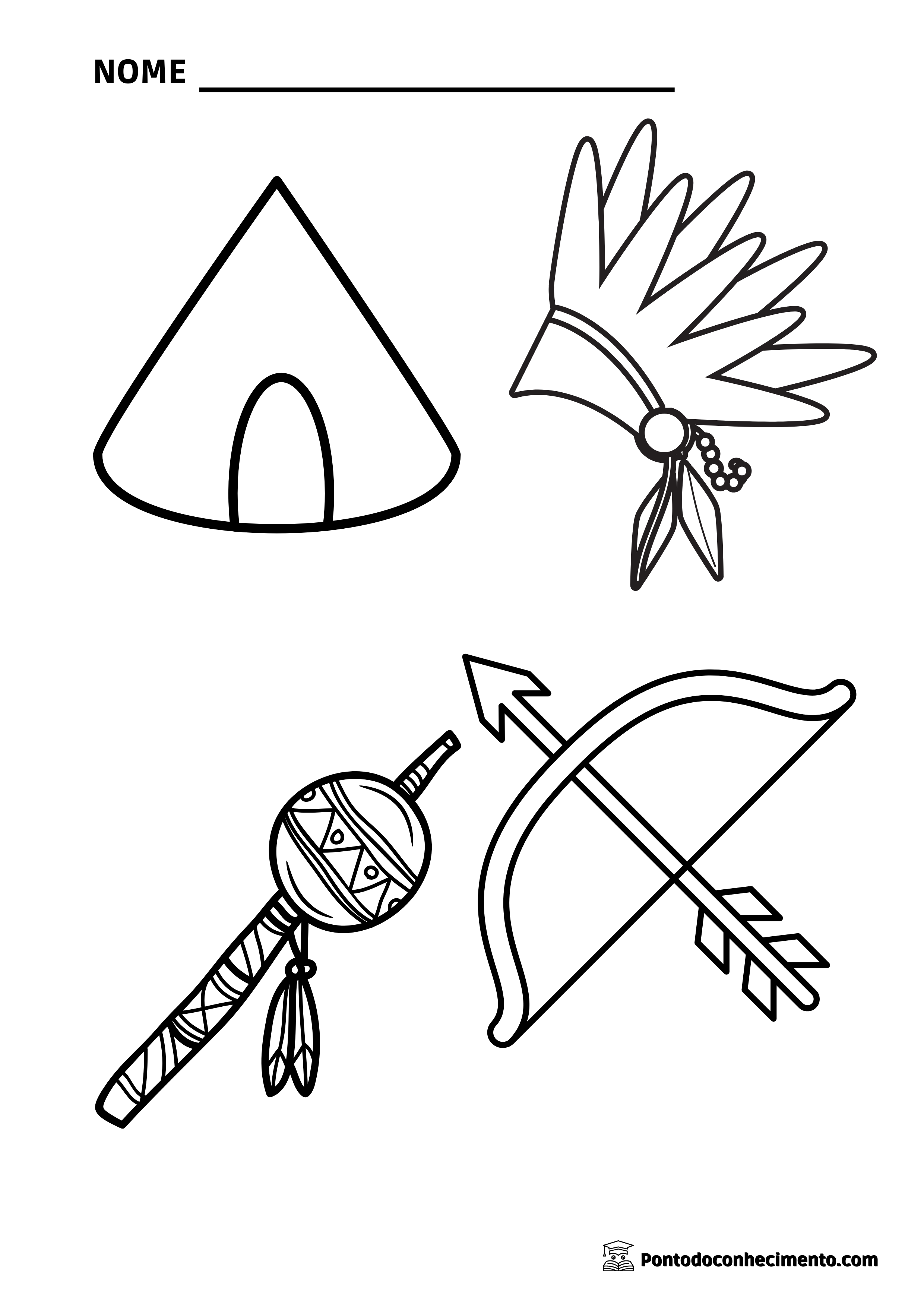 Dia dos Povos Indígenas: Desenhos para colorir. 08