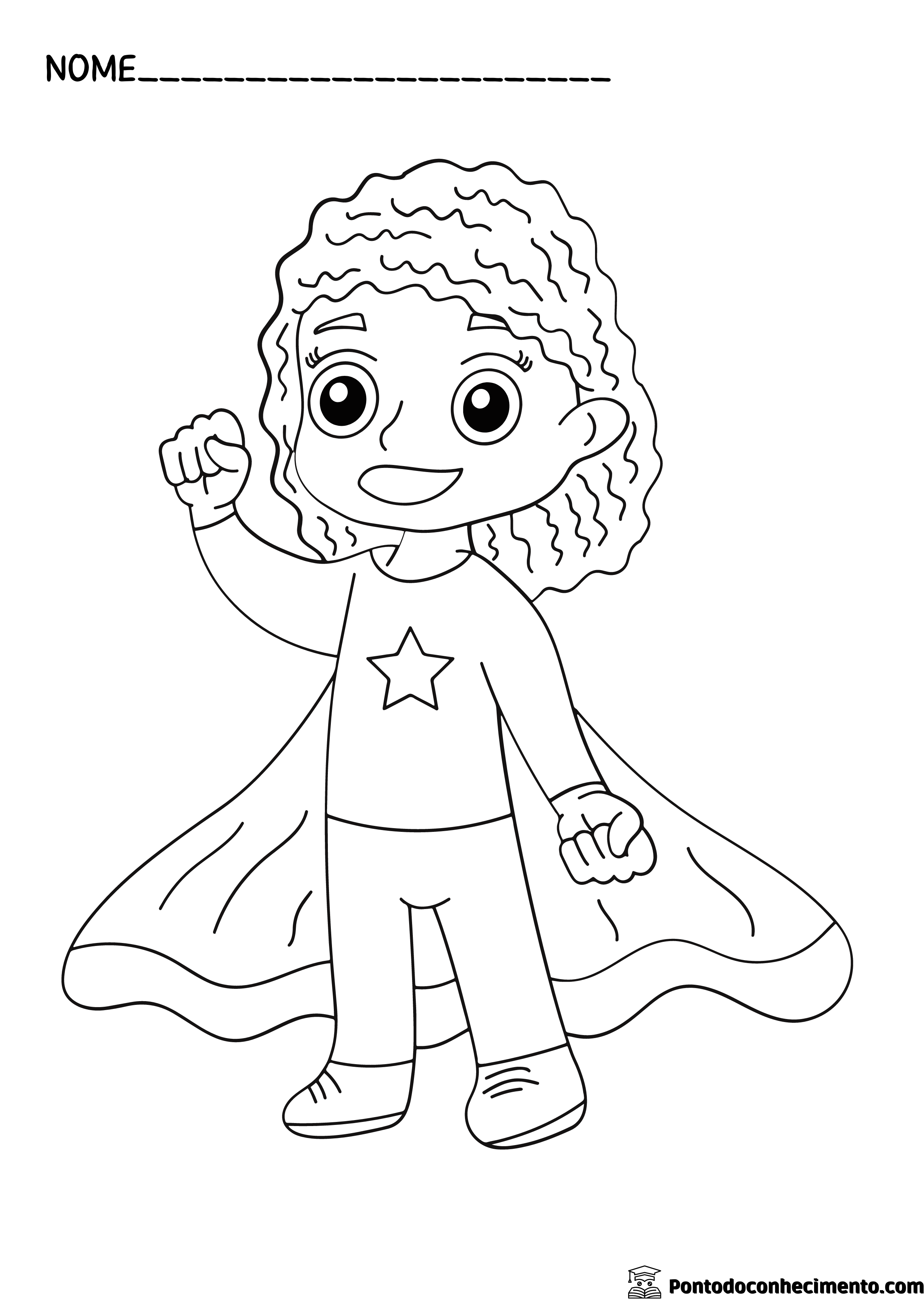Desenhos infantis para colorir: menina super herói