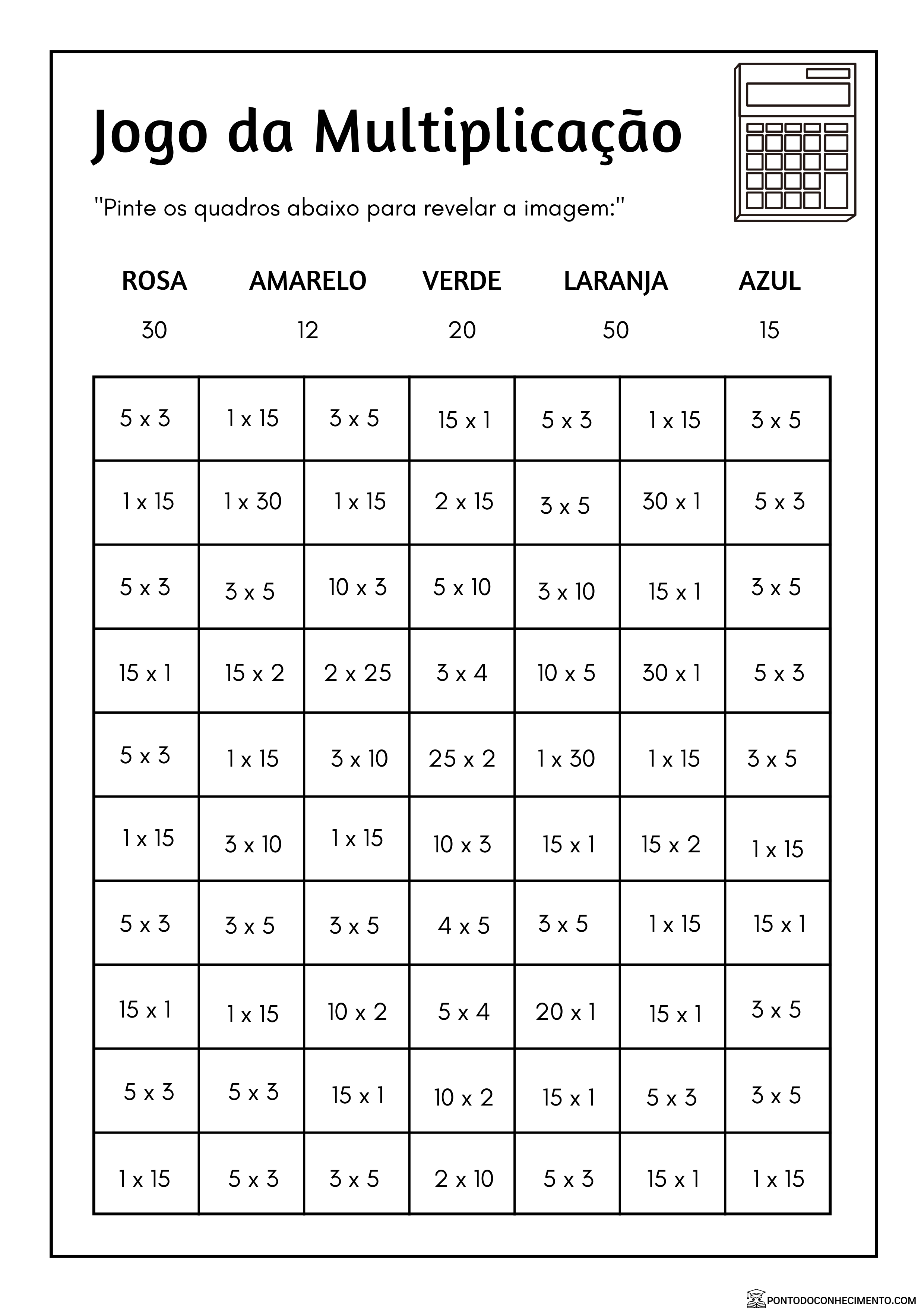 Jogo de matemática do Ensino Fundamental - multiplicação em 2023