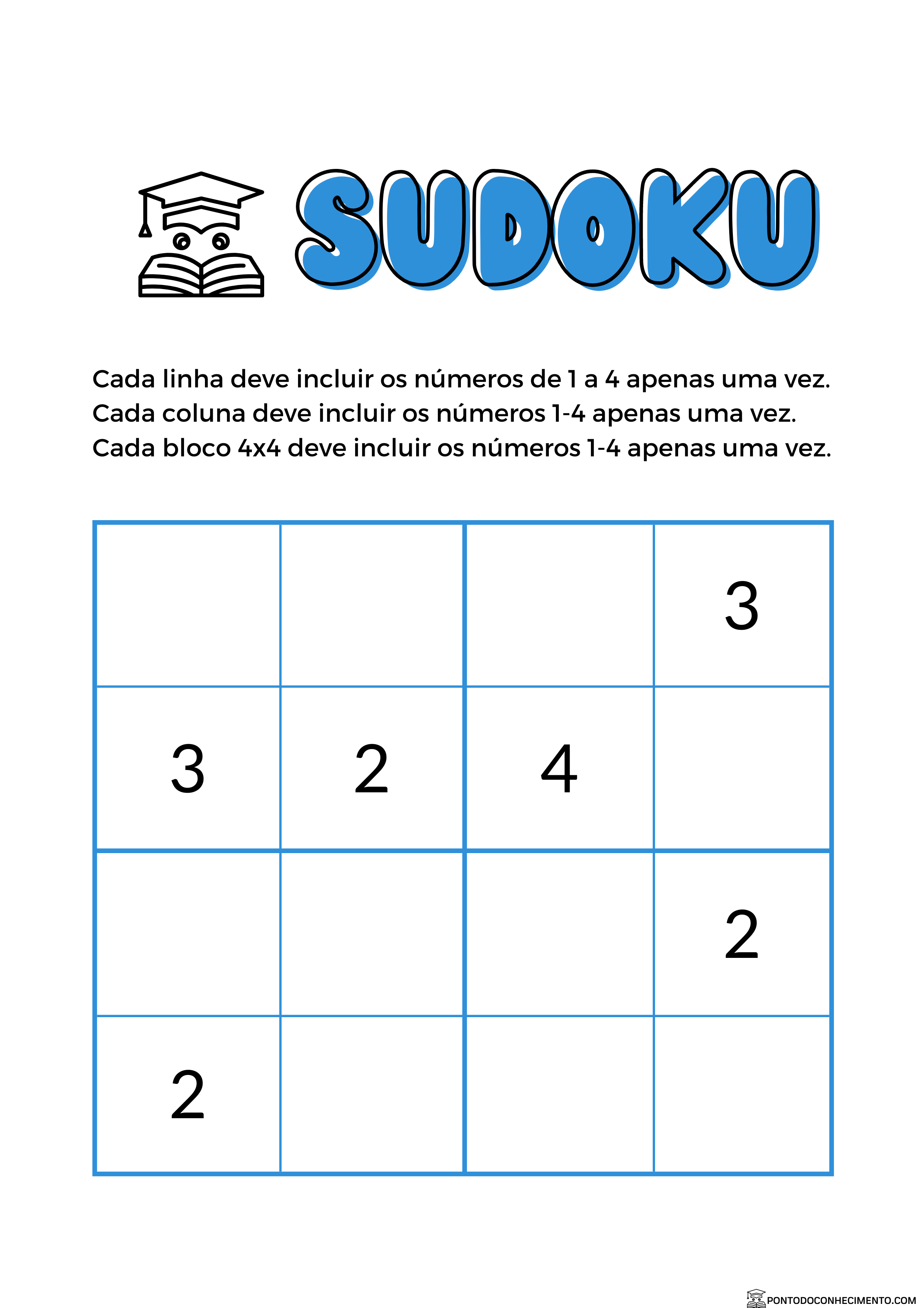 Sudoku Infantil Ed. 02 - Muito Fácil - Jogos 4x4 - 1 Jogo Por Página