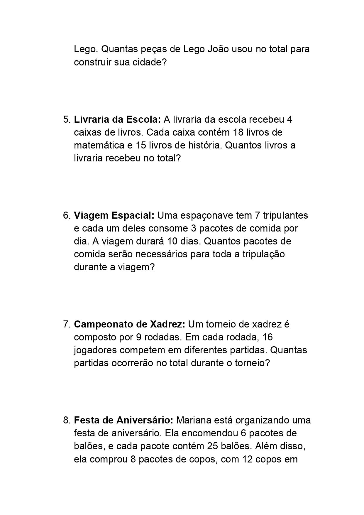 Exercícios de Multiplicação para o Ensino Fundamental