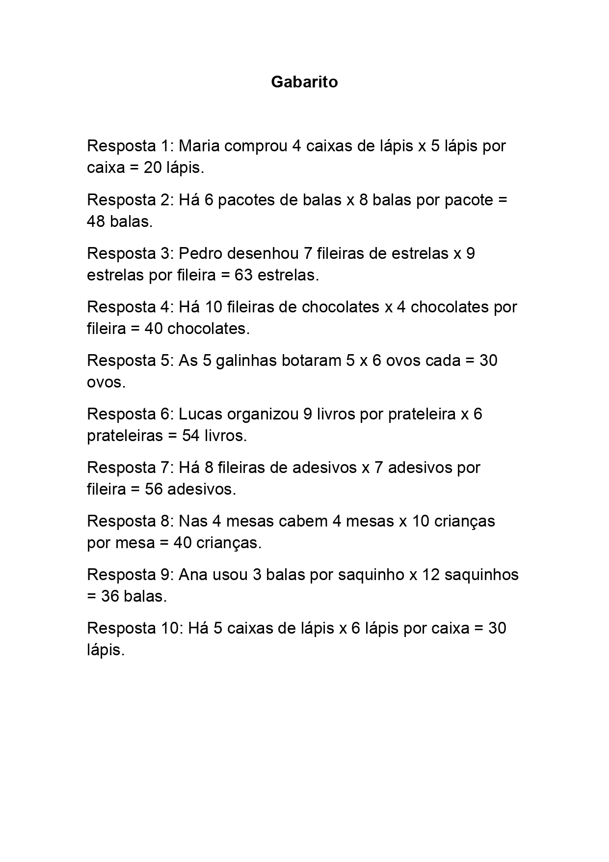 Problemas de Matemática para 3º Ano sobre Multiplicação