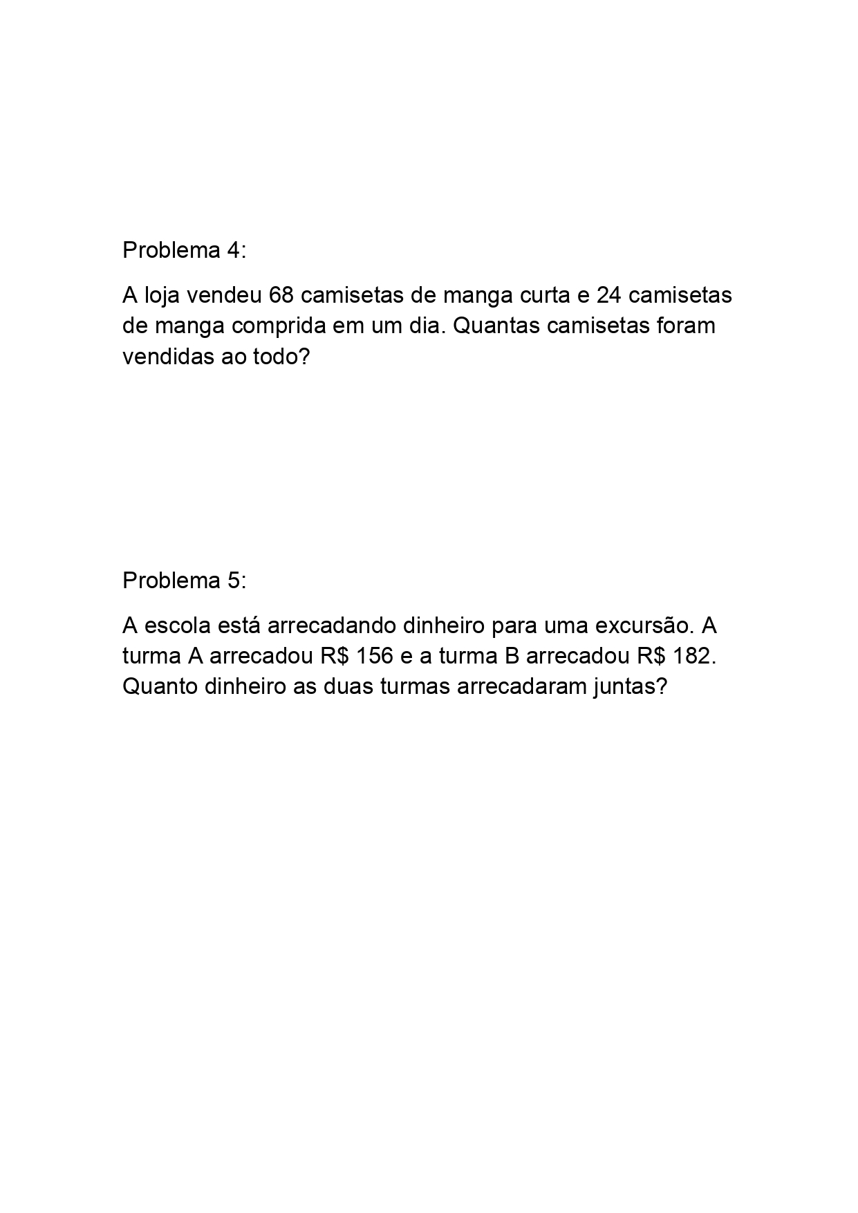 Atividades prontas de adição e subtração para o 3° e 4° ano do ensino  fundamental com respostas - Ponto do Conhecimento