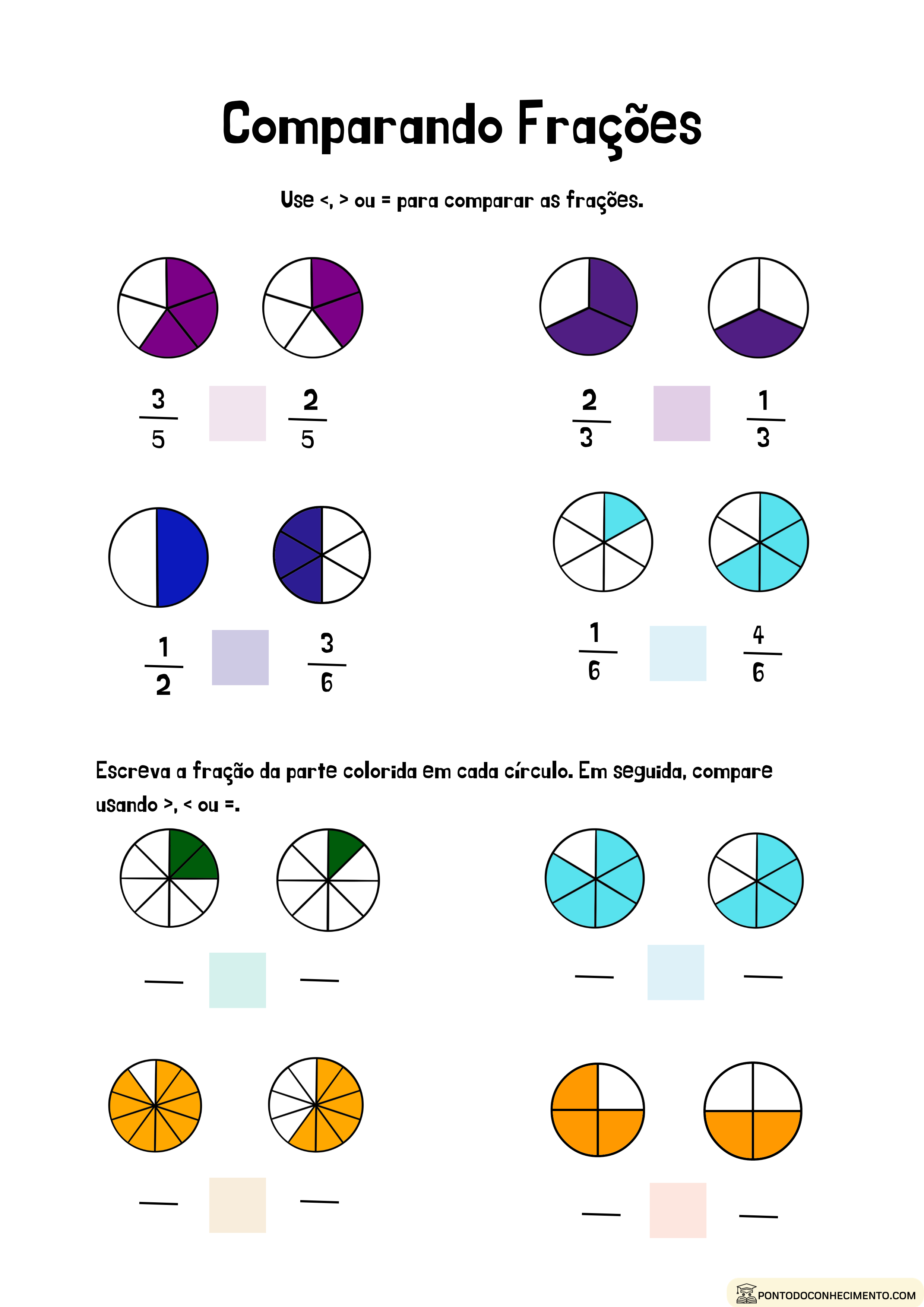 Atividades com Frações - Para Imprimir - Series Iniciais.