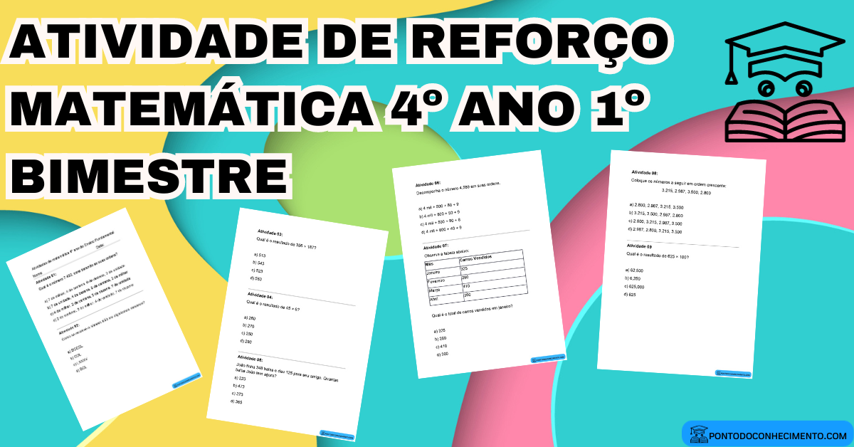 Atividade de reforço matemática 4º ano 1º bimestre - Ponto do Conhecimento