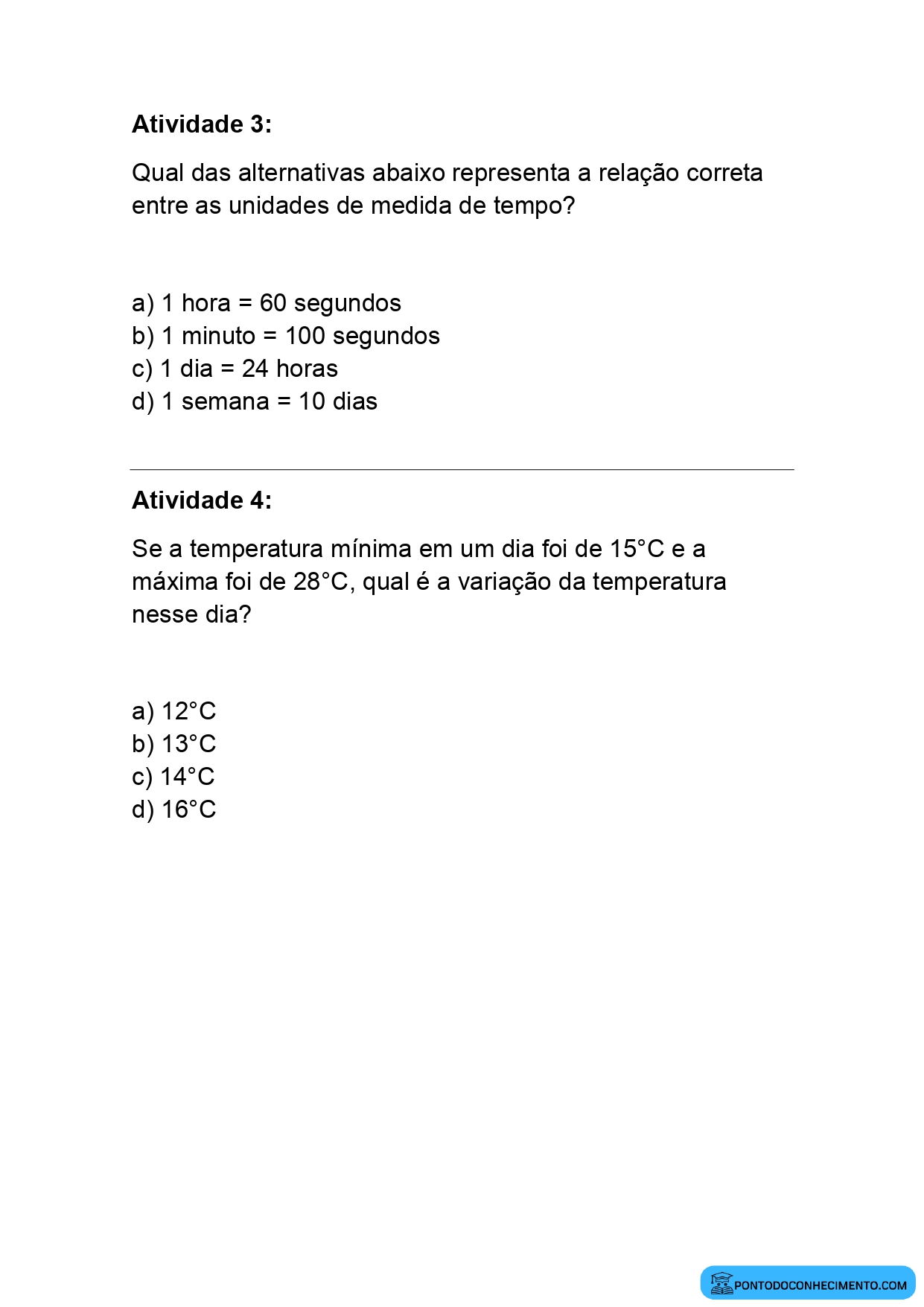 Matemática 4 Ano, PDF, Tempo