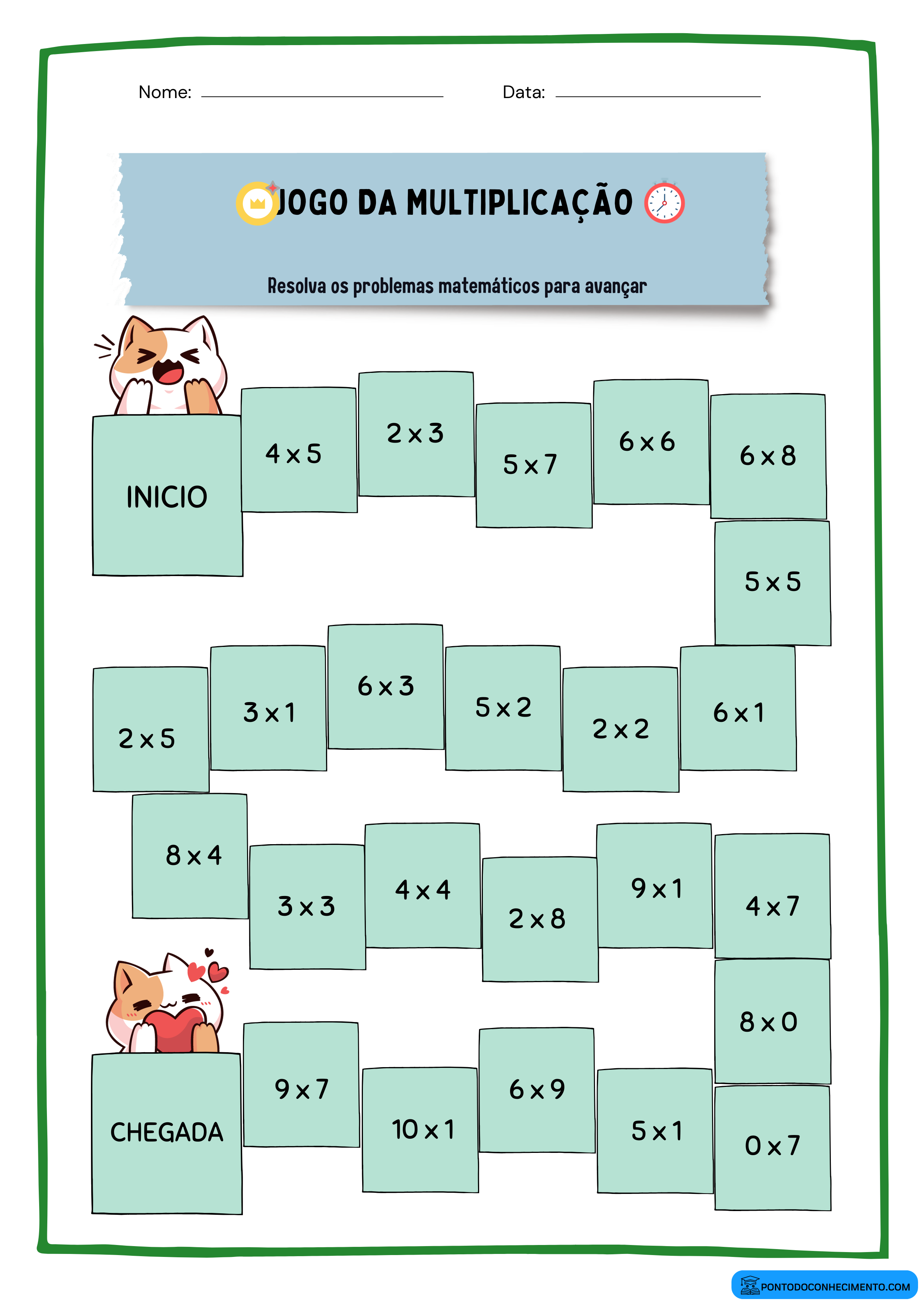 Jogo da Multiplicação com gabarito pronto para imprimir - Ponto do  Conhecimento