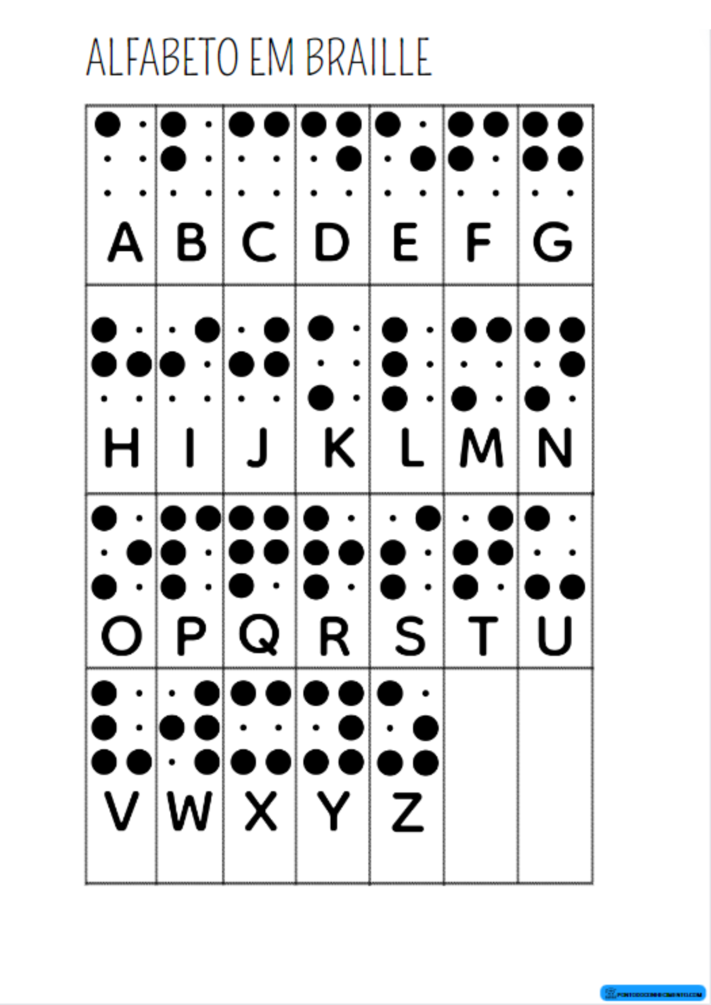 Alfabeto Em Braille Para Imprimir Ponto Do Conhecimento