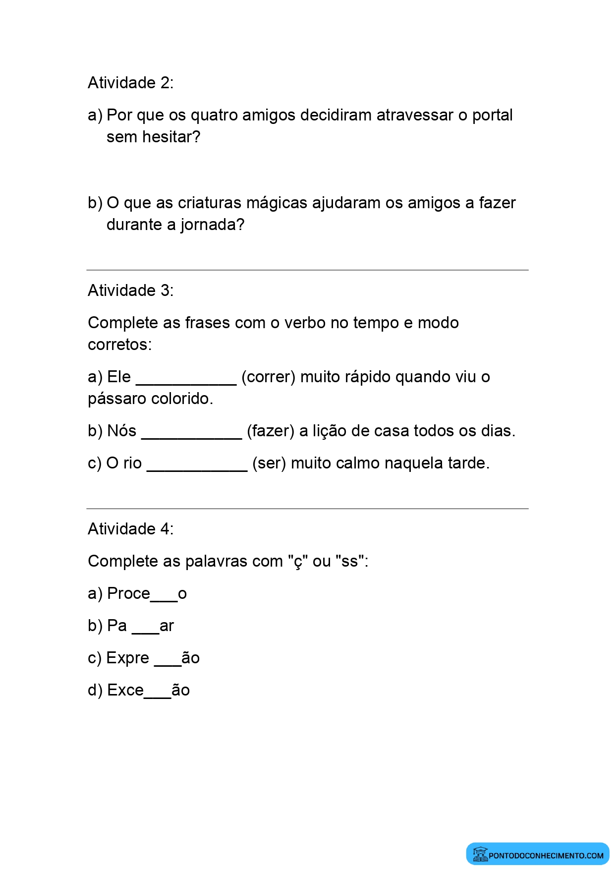 Atividades pedagógicas de diagnóstico Língua Portuguesa 5º ano do ensino fundamental