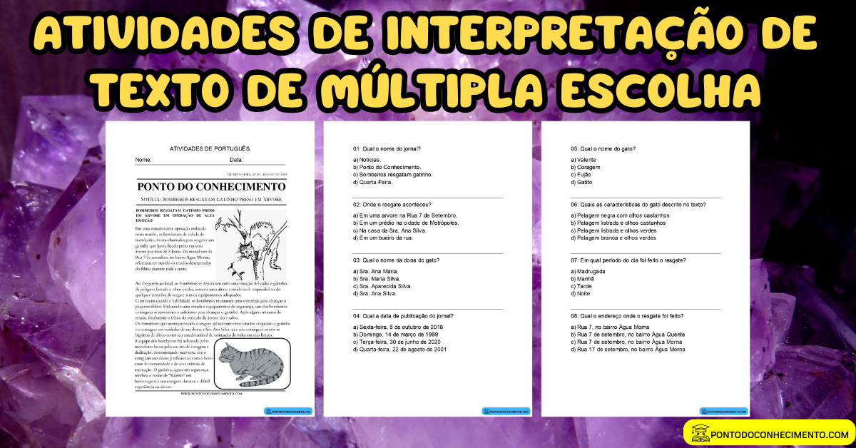 Atividades de interpretação de texto de múltipla escolha - Ponto do ...