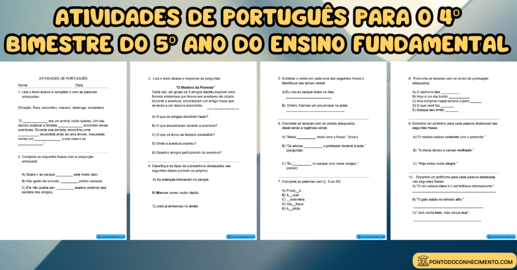 Arquivo de Exercícios de português para o 4º bimestre do 5º ano do