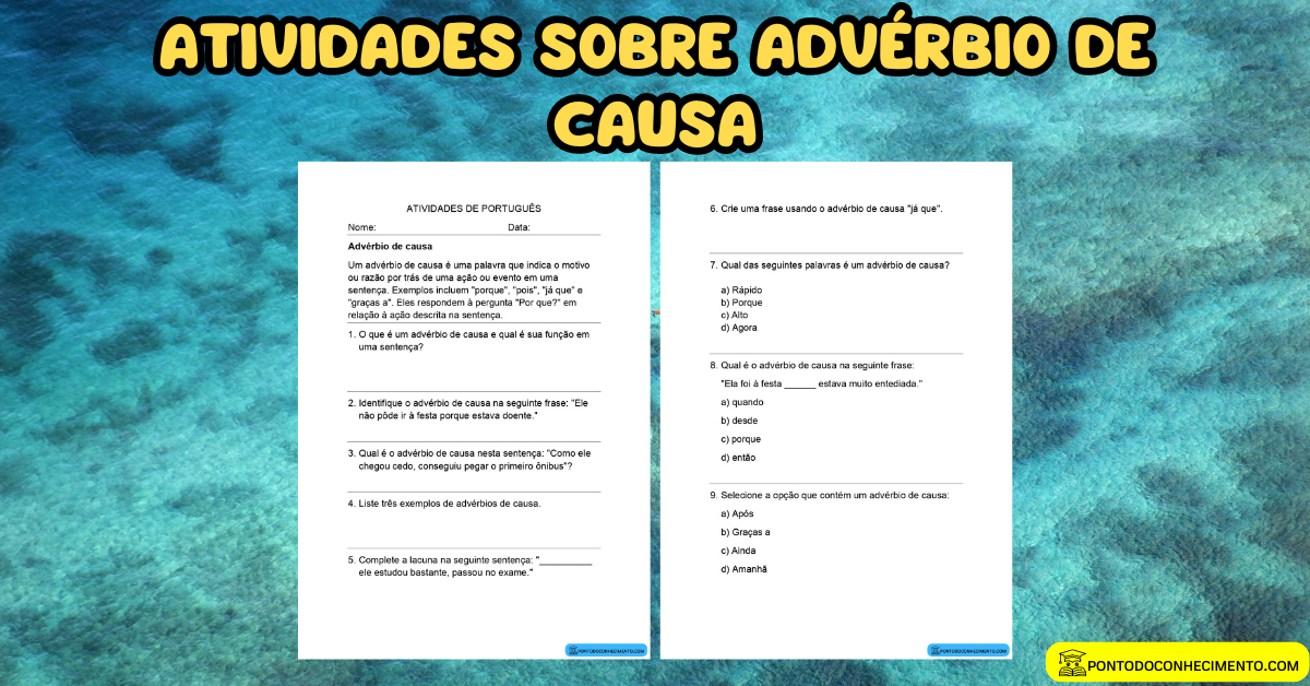Atividades sobre Advérbio de causa - Ponto do Conhecimento