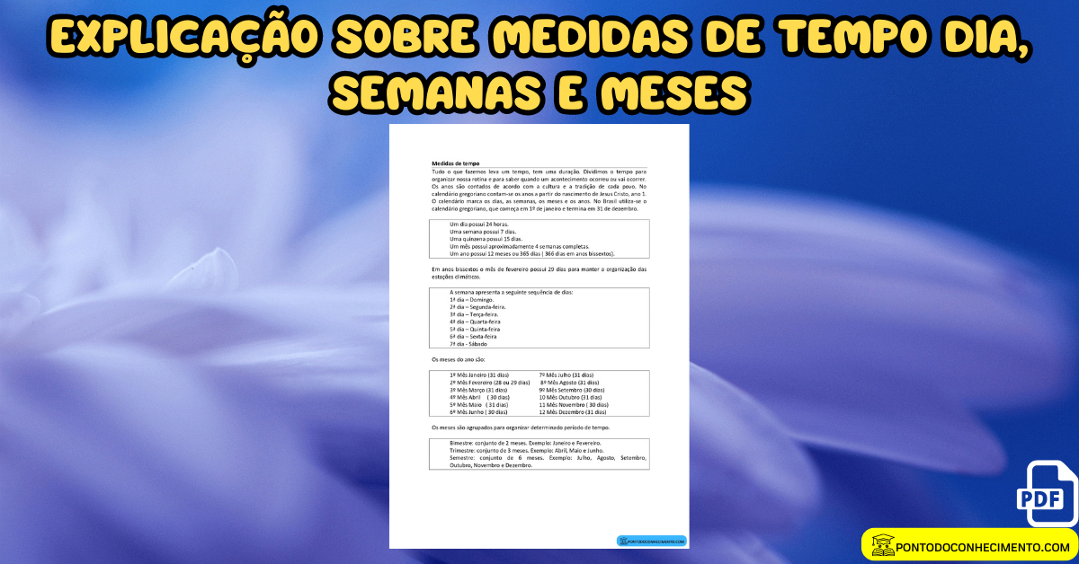 Explicação sobre medidas de tempo - Ponto do Conhecimento