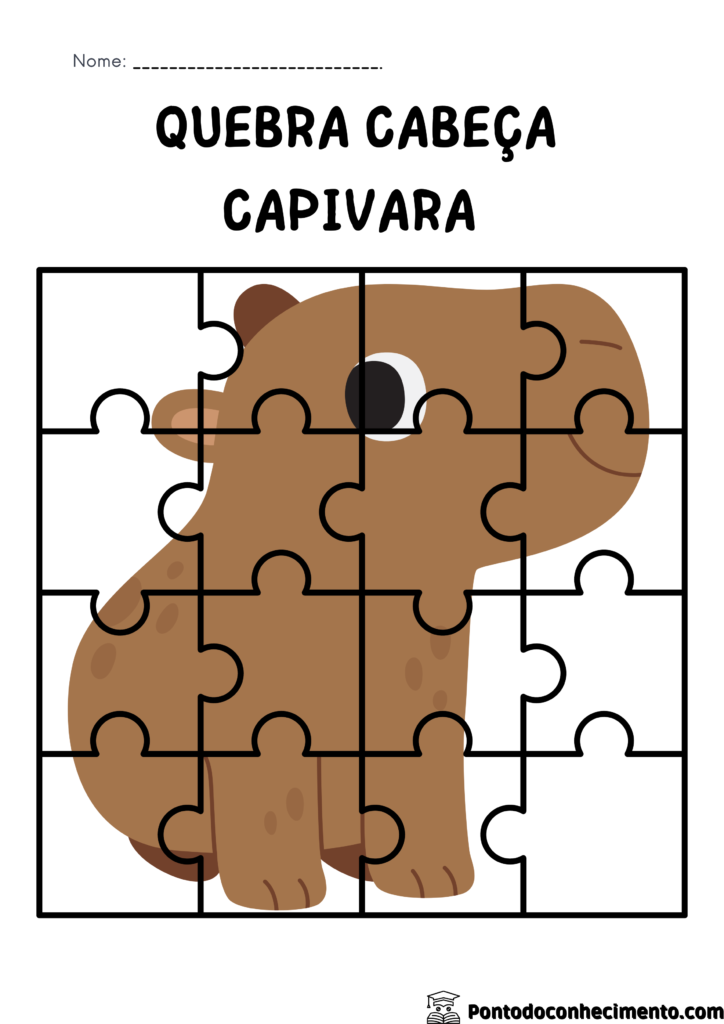 Quebra-cabeça infantil para imprimir: Animais - Ponto do Conhecimento