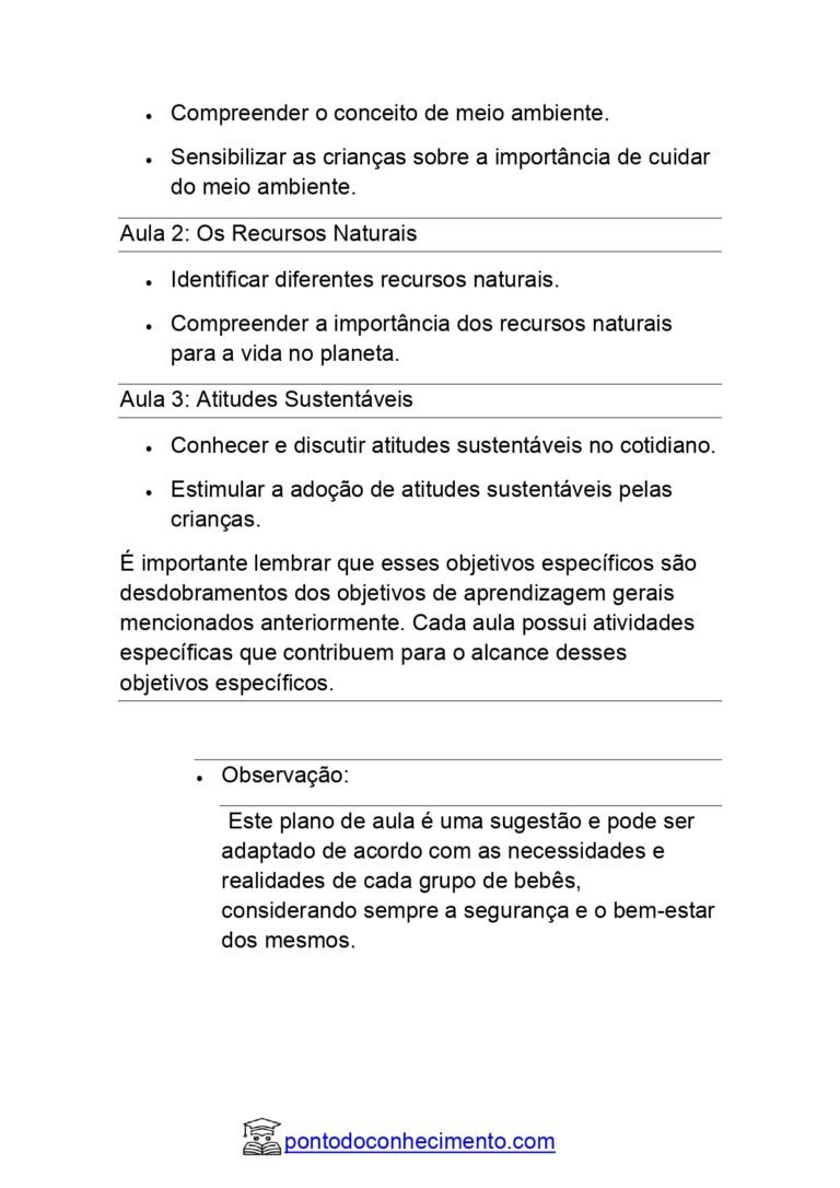 Plano de aula completo sobre meio ambiente para educação infantil ...
