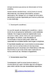 Relatório Do Aluno Hiperativo: Relatório Modelo - Ponto Do Conhecimento