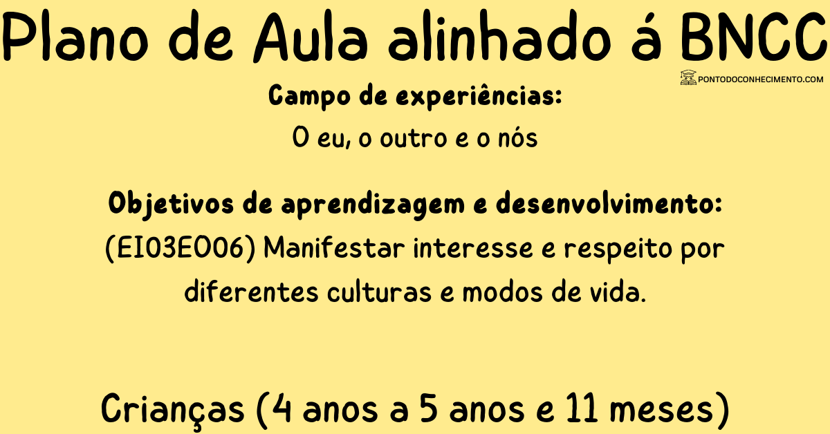 Você está visualizando atualmente Plano de Ensino em conformidade com a BNCC EI03EO06: Manifestar interesse e respeito por diferentes culturas e modos de vida.