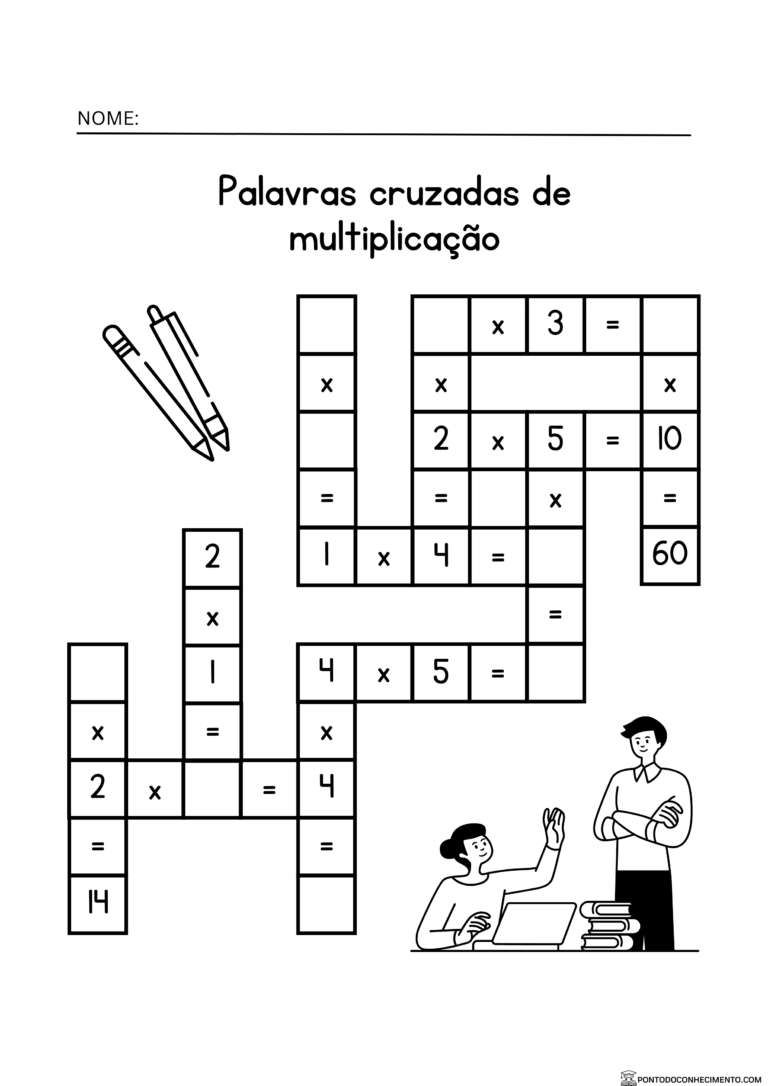Cruzadinha matemática com gabarito - Ponto do Conhecimento