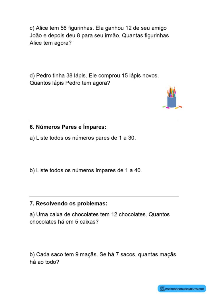 Atividade de Matemática para o Segundo Bimestre do 2º Ano do Ensino ...