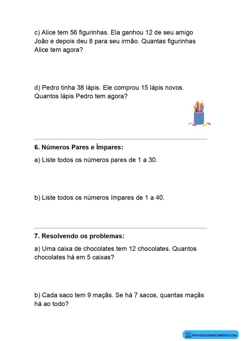 Atividade de Matemática para o Segundo Bimestre do 2º Ano do Ensino ...