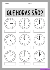 Atividade que horas são? - Ponto do Conhecimento
