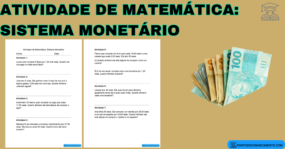 Exercícios, questões de matemática sobre o sistema monetário