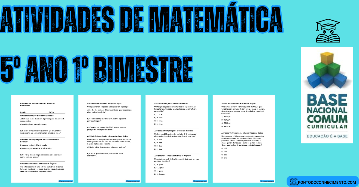 Você está visualizando atualmente Atividades de matemática 5º ano 1º Bimestre