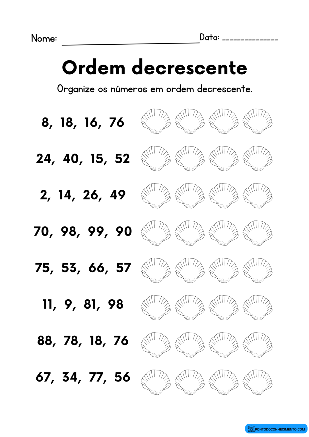 Atividade ordem decrescente - Ponto do Conhecimento