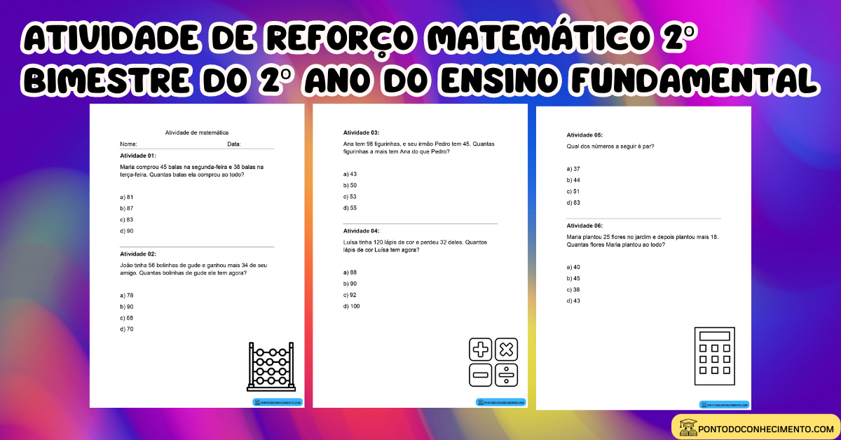 Você está visualizando atualmente Atividade de reforço matemático 2º bimestre do 2º ano do ensino fundamental