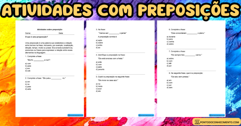 Arquivo de Atividades sobre preposição para imprimir - Ponto do ...