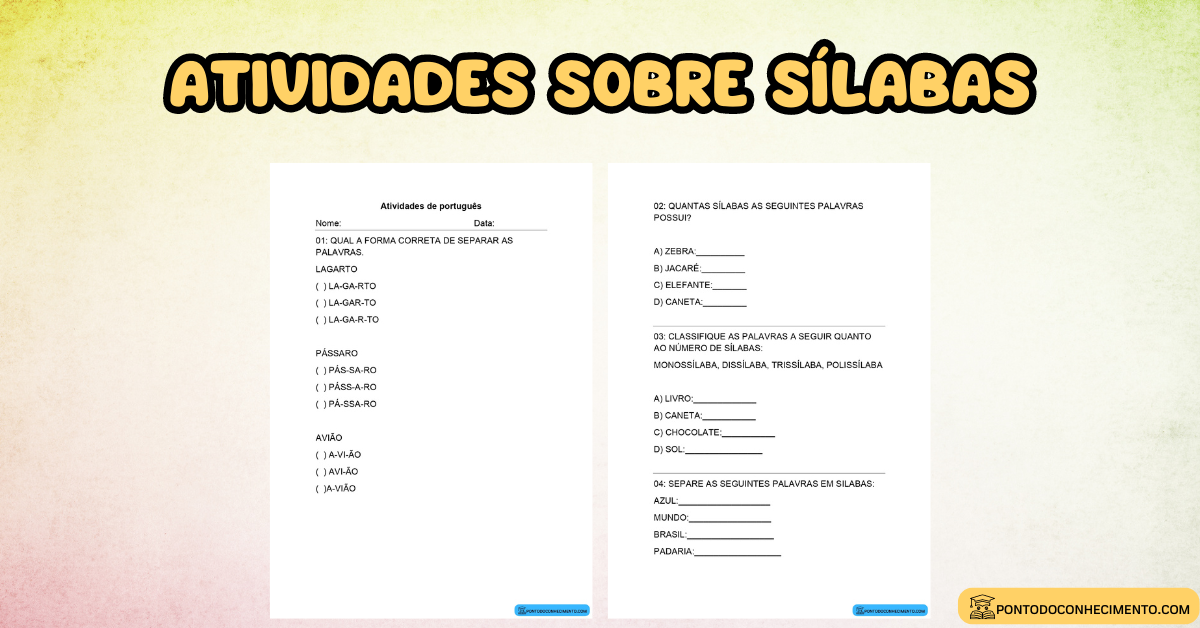 Você está visualizando atualmente Atividades sobre sílabas