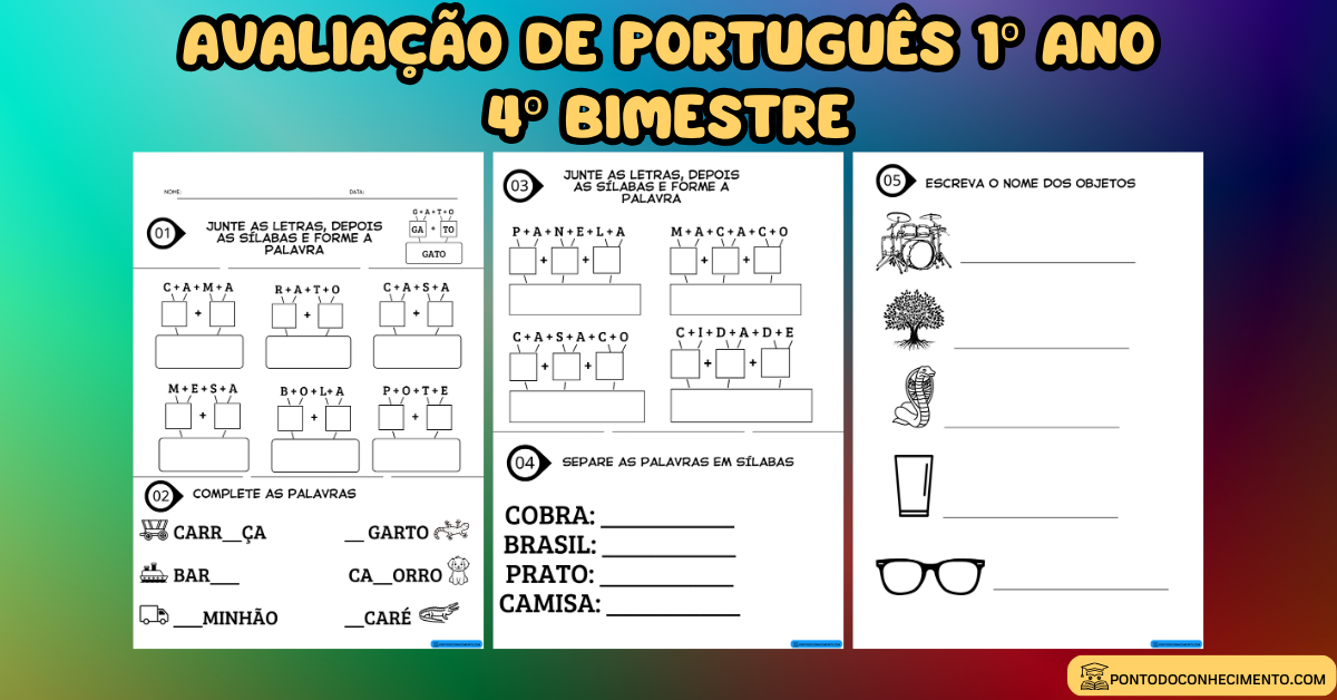 Você está visualizando atualmente Avaliação de Português 1º Ano 4º Bimestre