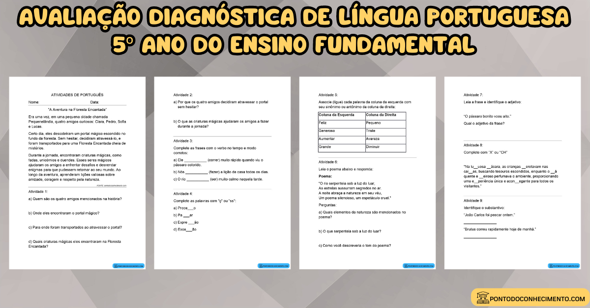 Você está visualizando atualmente Avaliação diagnóstica de Língua Portuguesa 5º ano do ensino fundamental