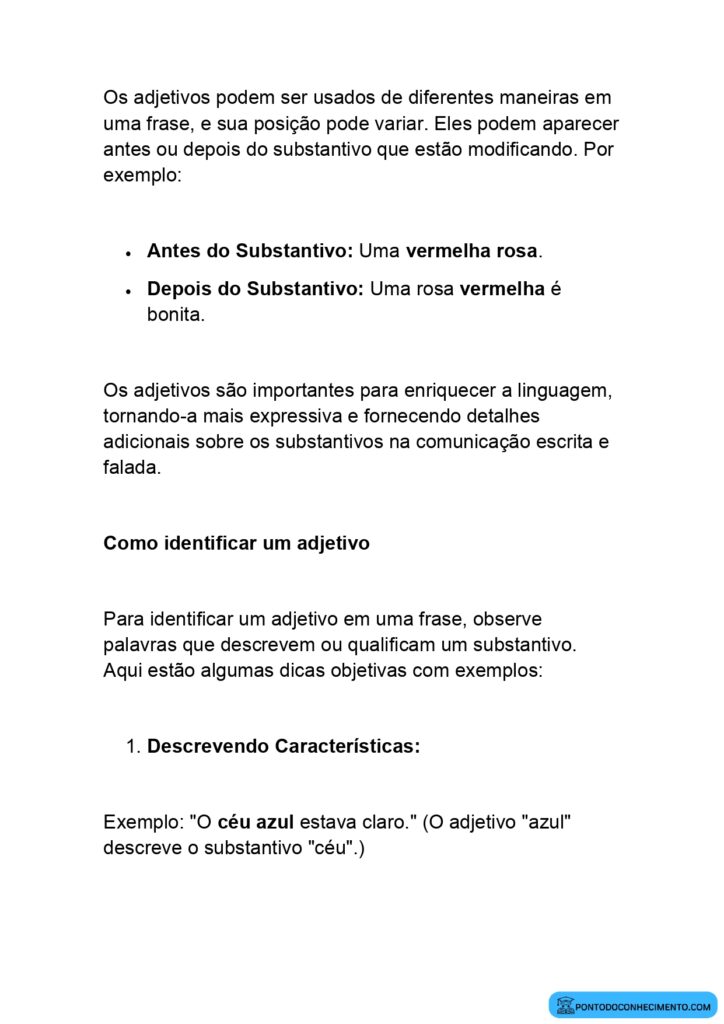 O que é um Adjetivo? - Ponto do Conhecimento