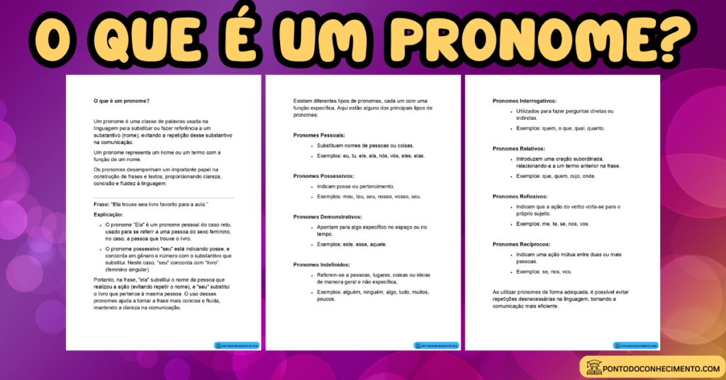 Arquivo de Tipos de Pronomes - Ponto do Conhecimento