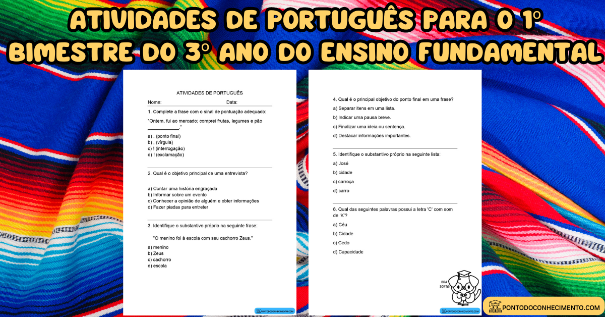 Você está visualizando atualmente Atividades de português para o 1º bimestre do 3º ano do Ensino Fundamental