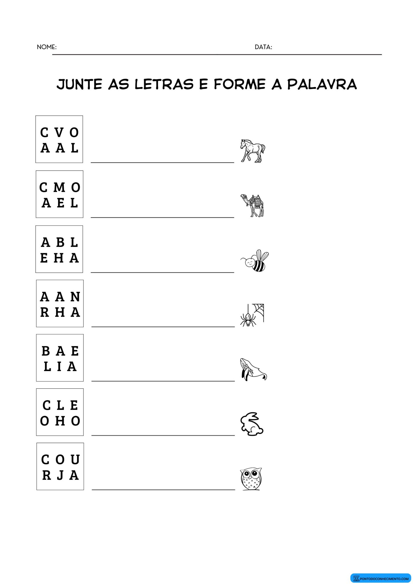 Atividade Junte As Letras E Forme A Palavra Ponto Do Conhecimento