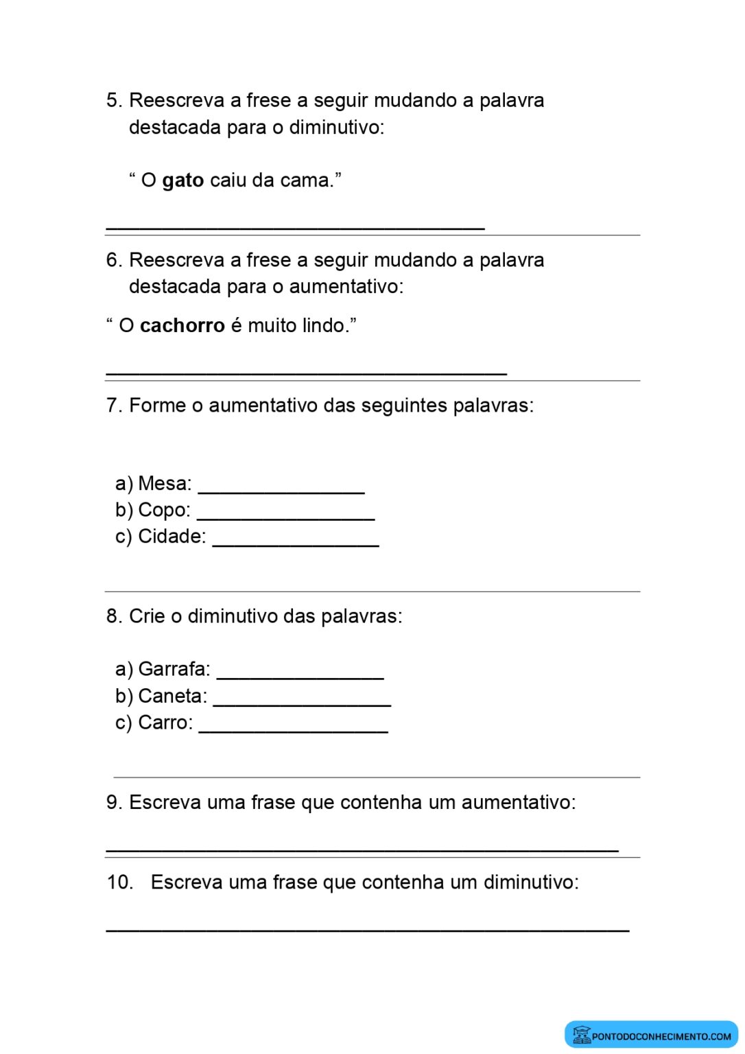 Diminutivo E Aumentativo De Fogo - BINKEDU