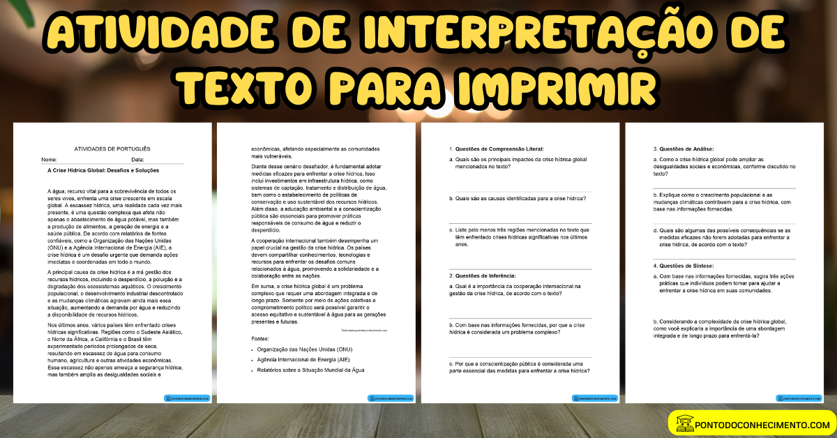 Você está visualizando atualmente Atividade de interpretação de texto para imprimir