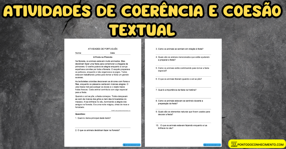 Você está visualizando atualmente Atividades de Coerência e Coesão Textual