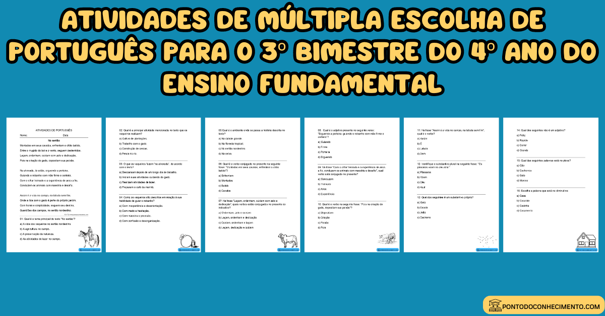 Você está visualizando atualmente Atividades de múltipla escolha de português para o 3º bimestre do 4º ano do ensino fundamental